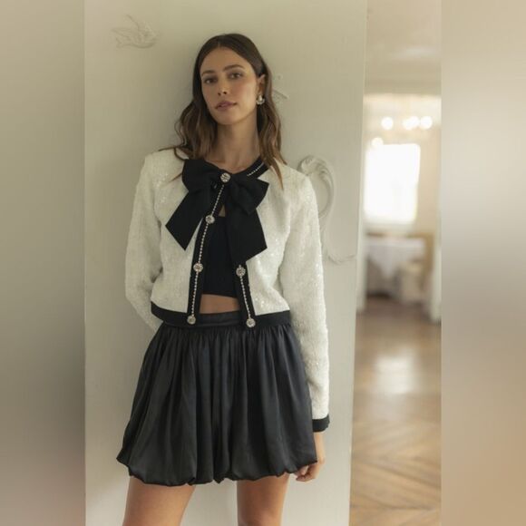 SEQUIN TWEED BOW JACKET- HIGH END - Picture 8 of 13